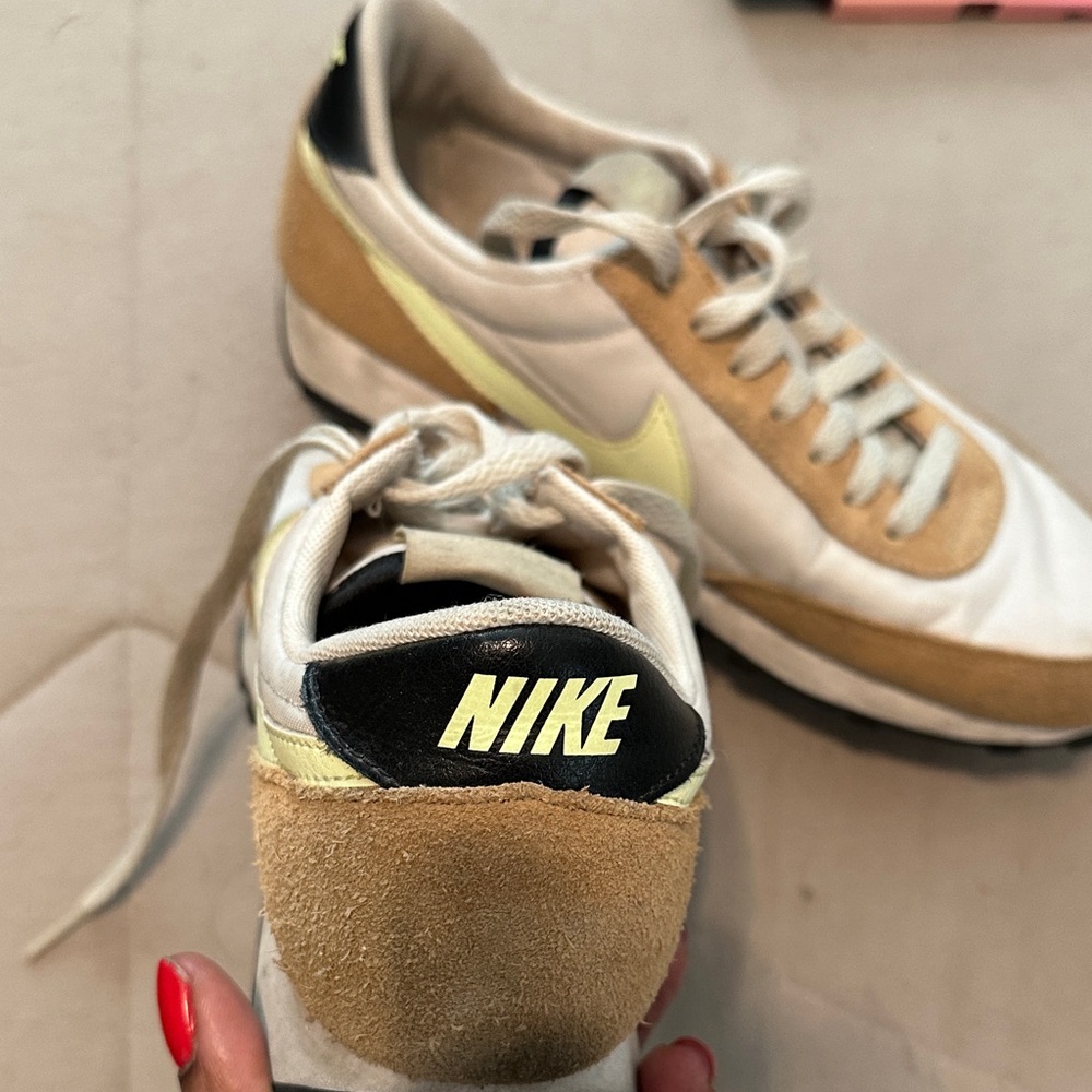 Nike White and Tan Retro Sneakers
